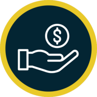 Hand holding a dollar sign icon representing transparent pricing with no hidden fees.