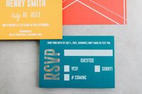 Teal RSVP Card for Colorful Wedding Invitation