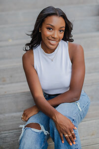 Bride and groom walk up memorial steps at their DC wedding