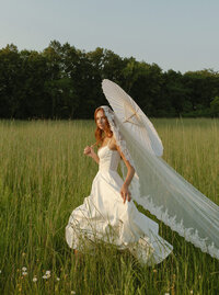 A bride on her elopement day taking bridal portraits