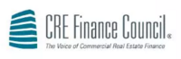 The logo of the CRE Finance Council, an association dedicated to promoting the interests of companies and individuals involved in commercial real estate finance worldwide. The link associated with this image directs to a policy and capital markets briefing published by the CRE Finance Council on February 27, 2023.