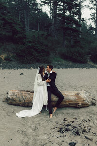 bride wears veil