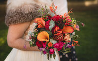 Colorful wedding bouquet for a cliffside micro wedding in Dublin, Ireland