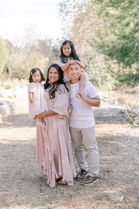 Family of four at family photography session in Orange County