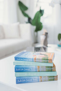 Stack of books by Rebecca Wrights