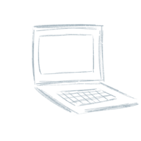 Illustration of hand-drawn  sketch of a laptop