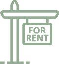 Green line icon for rent sign