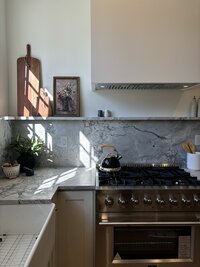 Decorated kitchen interior in Minneapolis vintage home