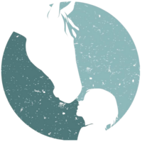 Spirit's Respite Ranch Logo of a horse head with a child on a blue background