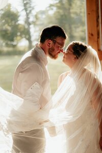 Bride and groom posing 