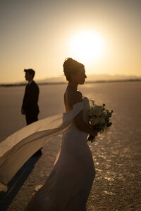 Utah Bonneville Salt Flats Elopement with bride and groom