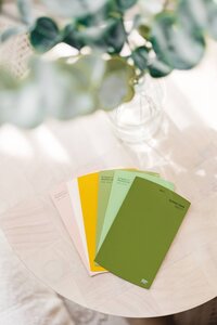 Eucalyptus and Color Swatches for Custom Invitations by Inked Blank Page LA and OC