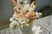 Film photography of bride's bouquet at Talm Beach House, Port Stephens
