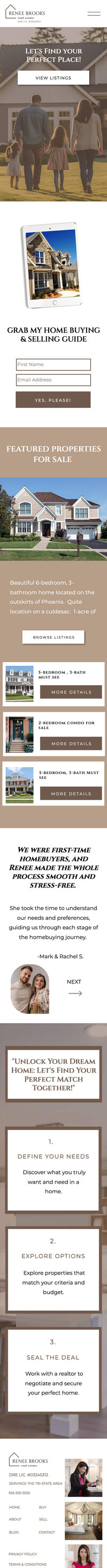 Iphone website mockup of the Renee Brooks realtor site