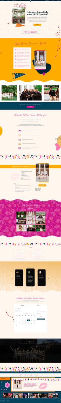 Screenshot of a website design for senior photographer