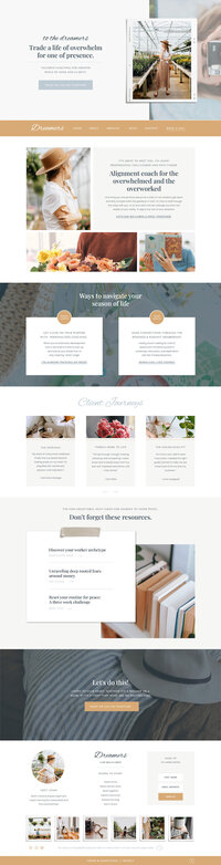 A full-width hero screenshot of the Lumen template’s home page, showcasing a clean neutral palette and streamlined layout that positions coaches and consultants as polished and trustworthy.