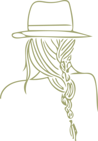 hand drawn woman wearing hat