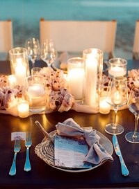 Candlelight dinner table setting