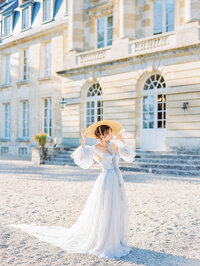 Bride in Couture Dress at Chateau de Courtomercaptured by Luxury Destination Wedding Photographer Katie Trauffer
