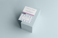 a mockup showing a colorful business card design