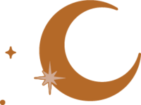 orange moon and stars graphic