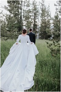 Lake Tahoe wedding photographer captures bride walking to groom before first look