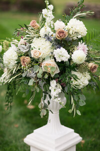blush and burgundy bridal bouquet using local flowers