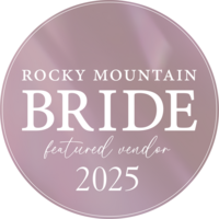 Featured vendor badge from Rocky Mountain Bride 2025, awarded to a top wedding photographer.