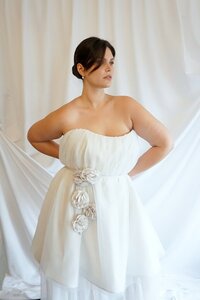 Strapless tulle wedding dress details  - Charleston SC Bridal Designer