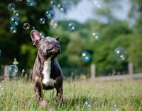 Dog Photograph with Bubbles