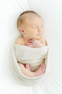 swaddled newborn baby boy