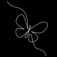 White line-drawn butterfly on black background, symbolizing freedom, transformation, and new life in Christ.
