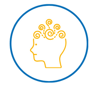 Yellow outline of a human head with swirls by the brain used as a visual aide for anxiety