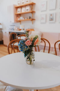 Floral decor for a birthday party at JoyBabe Studio in La Mesa CA