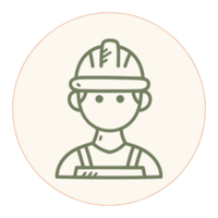 Icon of a contractor wearing a hard hat