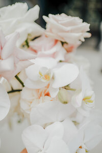 Orchids and blush rose wedding bouquet. Photo by Anna Brace, who specialized in Lincoln wedding photography