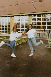 two friends cheersing