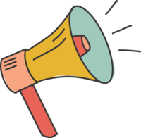 an illustration of a colorful megaphone