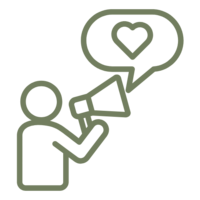 Illustration of a person advocating for a client. 