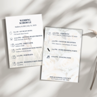 Customizable wedding pocket schedule template for wedding parties and families. Ensure everyone knows where to be on the big day with beautifully designed, easy-to-follow schedules. A must-have for wedding planners and couples.