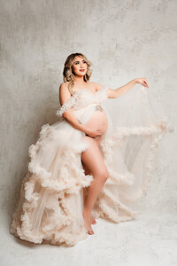 Black and white maternity session in studio in Cullman Alabama