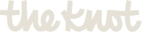 A white version of the logo for the company 'The Knot'.