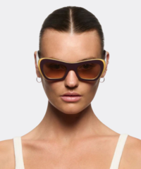 Brand photograph of a female model wearing Childe unisex butterfly design Sunglasses