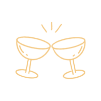 Hand drawn Champagne Glasses clinking