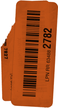 orange barcode sticker