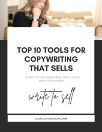 Cover of a copywriting guide with the text: Top 10 tools for copywriting that sells