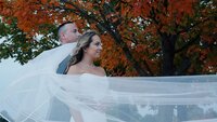 Couples first kiss at Laurel Hall Ceremony Outside