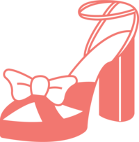 Custom illustration of wedding shoes icon for Sassy Diva in coral