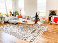 Bright and colorful photo of a living room edited with the Timeless Lightroom mobile presets