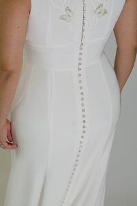 button-down back crepe wedding dress - edith elan designer bridal